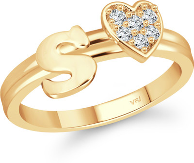 VIGHNAHARTA Vighnaharta cz alloy Gold plated Valentine collection Initial '' S '' Letter with heart ring alphabet collection for women and Girls Alloy Cubic Zirconia Gold Plated Ring VIGHNAHARTA Vighnaharta cz alloy Gold plated Valentine collection Initial '' S '' Letter with heart ring alphabet collection for women and Girls Alloy Cubic Zirconia Gold Plated Ring