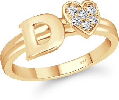 VIGHNAHARTA Vighnaharta cz alloy Gold plated Valentine collection Initial '' D '' Letter with heart ring alphabet collection for women and Girls Alloy Cubic Zirconia Gold Plated Ring VIGHNAHARTA Vighnaharta cz alloy Gold plated Valentine collection Initial '' D '' Letter with heart ring alphabet collection for women and Girls Alloy Cubic Zirconia Gold Plated Ring