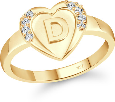 VIGHNAHARTA cz alloy Gold plated Valentine collection Initial '' D '' Letter in heart ring alphabet collection for women and Girls Alloy Cubic Zirconia Gold Plated Ring