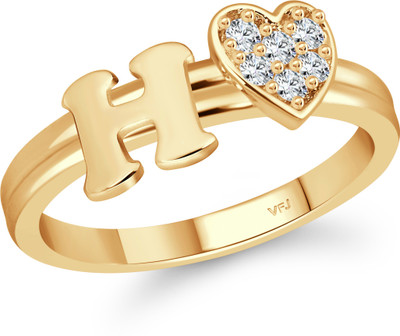 VIGHNAHARTA Vighnaharta cz alloy Gold plated Valentine collection Initial '' H '' Letter with heart ring alphabet collection for women and Girls Alloy Cubic Zirconia Gold Plated Ring VIGHNAHARTA Vighnaharta cz alloy Gold plated Valentine collection Initial '' H '' Letter with heart ring alphabet collection for women and Girls Alloy Cubic Zirconia Gold Plated Ring