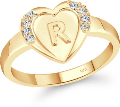 VIGHNAHARTA alloy Gold plated Valentine collection Initial '' R '' Letter in heart ring alphabet collection for women and Girls Alloy Cubic Zirconia Gold Plated Ring