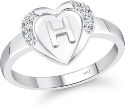 VIGHNAHARTA alloy Rhodium plated Valentine collection Initial '' H '' Letter in heart ring alphabet collection for women and Girls Alloy Cubic Zirconia Rhodium Plated Ring