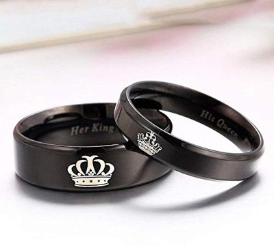 Heer Collection Fashion Jewellery Couple Ring for Lovers His Queen Her King Proposal Finger Rings Valentine Couple Rings Forever Love Couple Band Crown King Queen His & Hers Matching Set Promise Propose Engagement Anniversary Wedding Stainless Steel Couple Valentine day Gifts Lover Simple Stylish Fa