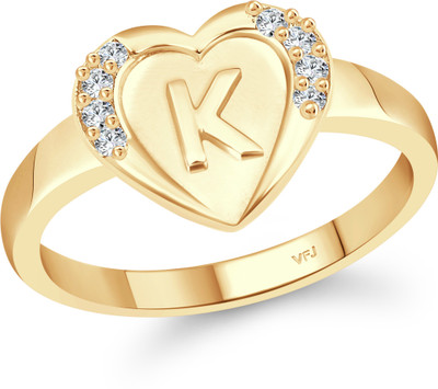 VIGHNAHARTA Vighnaharta cz alloy Gold plated Valentine collection Initial '' K '' Letter in heart ring alphabet collection for women and Girls Alloy Cubic Zirconia Gold Plated Ring
