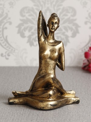 eCraftIndia Lady in Yoga Position Golden Look Handcrafted Decorative Showpiece Decorative Showpiece  -  21 cm(Polyresin, Gold)