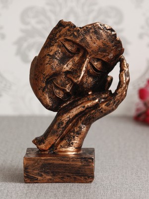 eCraftIndia Rustic Look Human Face Resting on Hands Handcrafted Polyresin Showpiece Decorative Showpiece  -  21 cm(Polyresin, Copper)