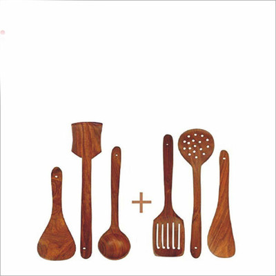 Rolimoli Handmade Wooden Serving and Cooking Spoon Kitchen Utensil Set of 6 Non-Stick Spatula(Pack of 6)