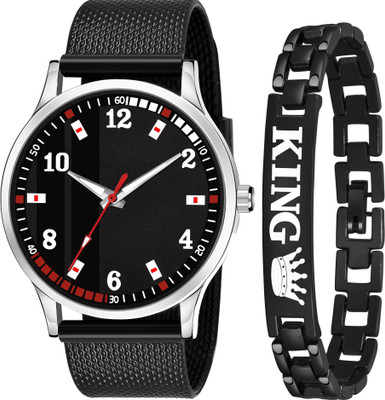 just like combo king New Designers Rubbers Strap & King Bracelet combo watch Analog Watch  - For Boys