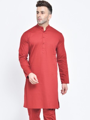 Hangup Plus Men Solid Ethnic Dress Kurta(Maroon)