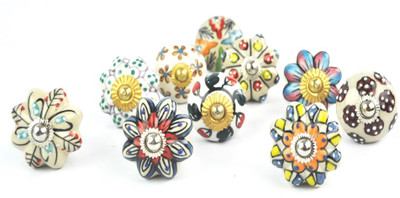 

Karmakara Ceramic Cabinet/Draw Pull(Multicolor Pack of 10)