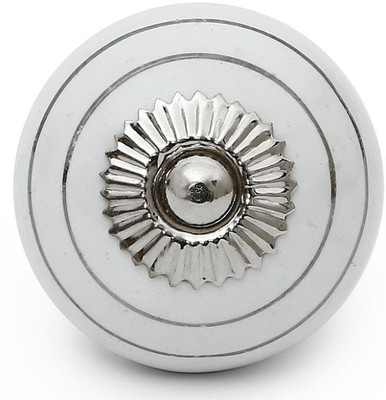 

Perfectcreat Ceramic Door Knob(White, Silver Pack of 4)