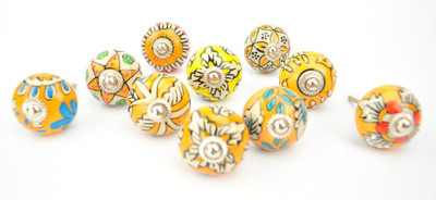 

Karmakara Ceramic Door Knob(Multicolor Pack of 10)