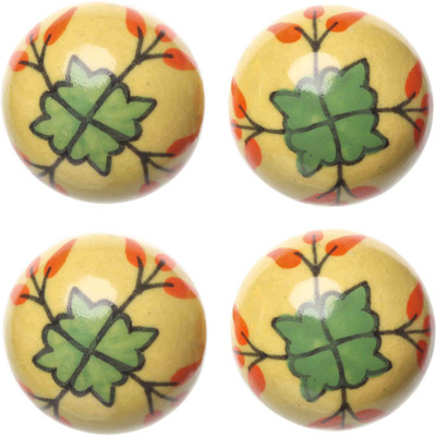 

Clay Art Floral Hand Painted Ceramic Cabinet/Draw Knob(Multicolor Pack of 4)
