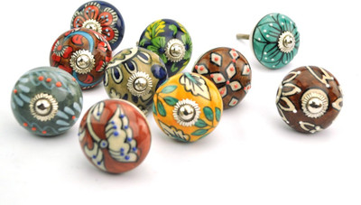 

Karmakara Ceramic Cabinet/Draw Knob(Multicolor Pack of 10)