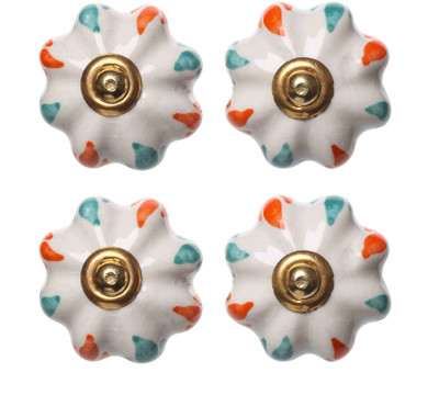 

Clay Art Flower Shape Hand painted Ceramic Cabinet/Draw Knob(Multicolor Pack of 4)