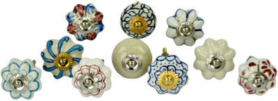 

Karmakara Ceramic Door Knob(Multicolor Pack of 10)