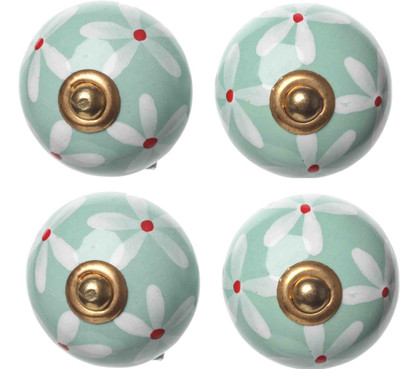 

Clay Art Round Hand Painted Ceramic Cabinet/Draw Knob(Blue Pack of 4)