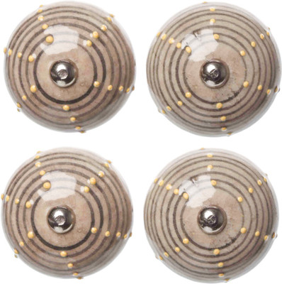 

Clay Art Round Dotted Hand painted Ceramic Cabinet/Draw Knob(Brown Pack of 4)