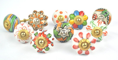 

Karmakara Ceramic Cabinet/Draw Knob(Multicolor Pack of 10)