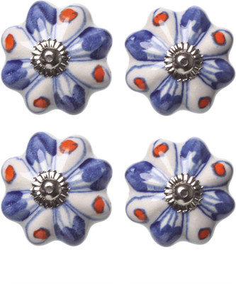 

Clay Art Floral Hand Painted Ceramic Cabinet/Draw Knob(Multicolor Pack of 4)