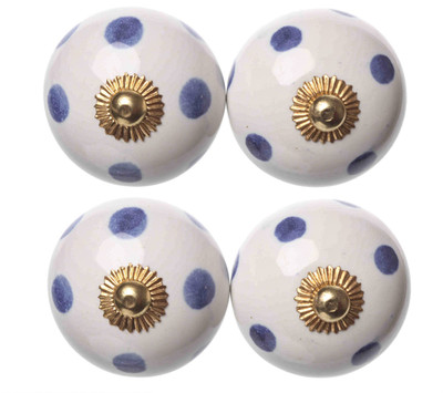 

Clay Art Hand Painted Ceramic Cabinet/Draw Knob(White Pack of 4)
