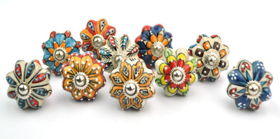 

Karmakara Ceramic Cabinet/Draw Knob(Multicolor Pack of 10)