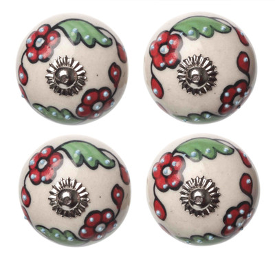 

Clay Art Floral Hand Painted Ceramic Cabinet/Draw Knob(Multicolor Pack of 4)