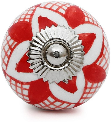 

Perfectcreat Ceramic Door Knob(White, Red Pack of 4)