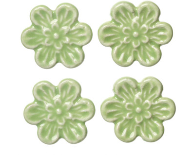 

Clay Art Green Flower Shape Ceramic Cabinet/Draw Knob(Green Pack of 4)