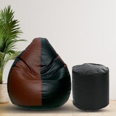 Coaster Shine XXXL Tear Drop Bean Bag Cover  (Without Beans)(Black, Tan)