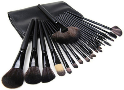 LARA KOSSLER Professional Series Makeup Brush Set With Leather Pouch Jet Black(Pack of 24)
