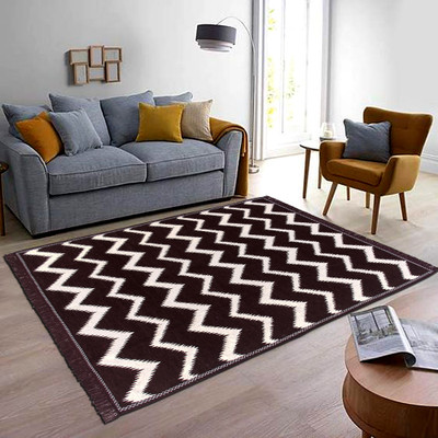 Linen Basics Polyester Floor Mat(Brown, Large)