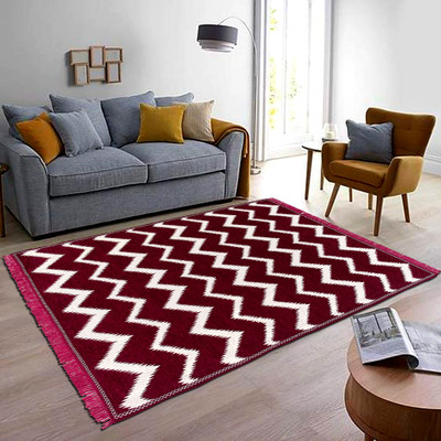 Linen Basics Maroon Chenille Runner(5 ft,  X 7 ft, Rectangle)