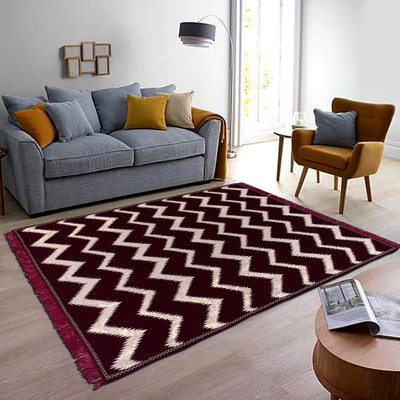 Linen Basics Polyester Floor Mat(Maroon, Large)