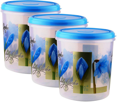 AK HUB Plastic Grocery Container  - 5000 ml, 7500 ml, 10000 ml(Pack of 3, Blue)