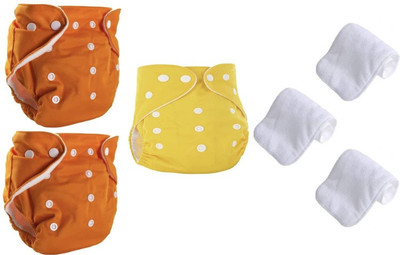 kogar Solid Reusable Cloth Button Diaper Reuse Nappy & Insert YO-SM-2OY-01N - S - M(6 Pieces)