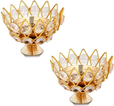 Handicraft Hub Brass (Pack of 2) Table Diya Set(Height: 2.4 inch)