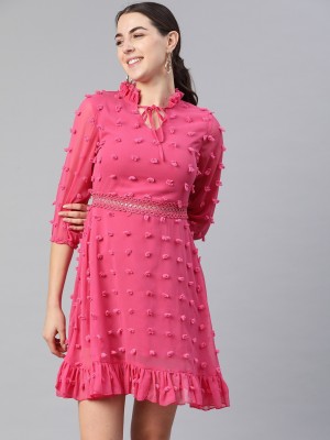 KASSUALLY Women Fit and Flare Pink Dress
