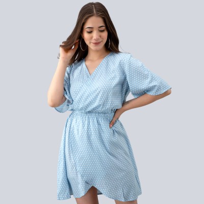 PRETTY LOVING THING Women Tiered Light Blue Dress