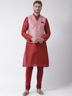 DEYANN Men Kurta Churidar Ethnic Jacket Set