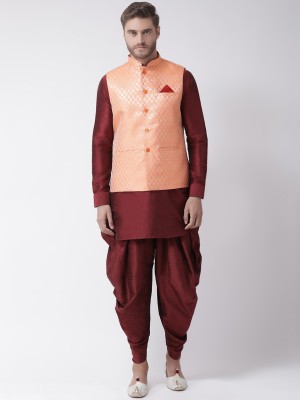 DEYANN Men Kurta Dhoti Pant Ethnic Jacket Set