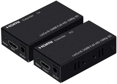 HL Technology HDMI LAN Extender/Extension RX Receiver TX Transmitter HDMI Repeater Connector Convertor Dual RJ45 CAT5e CAT6 LAN Ethernet Network Cable Upto 60 m for HDTV Projector DVD PS3 Media Streaming Device Gaming Adapter(Black, White, For PC)