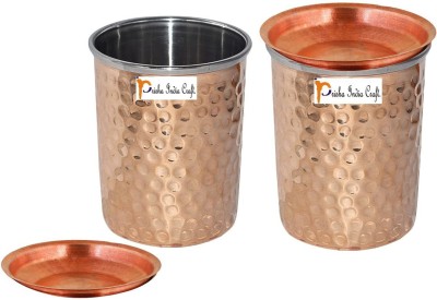 Prisha India Craft (Pack of 4) glass020-2cstr Glass Set Water/Juice Glass(250 ml, Copper, Gold)