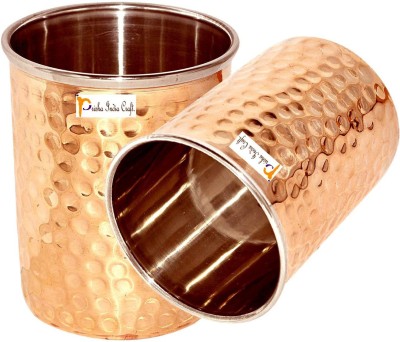 Prisha India Craft (Pack of 2) glass020new-2-prisha Glass Set Water/Juice Glass(250 ml, Copper, Gold)