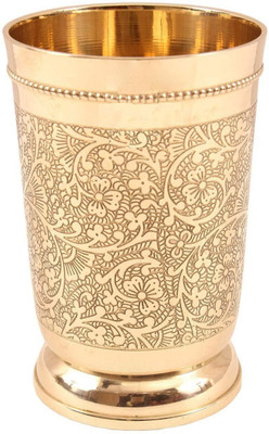 Inpala Etching Design 1 Glass Water/Juice Glass(300 ml, Brass, Gold)
