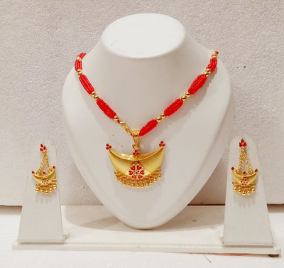 balaji gold Copper Gold-plated Red Jewellery Set(Pack of 1)