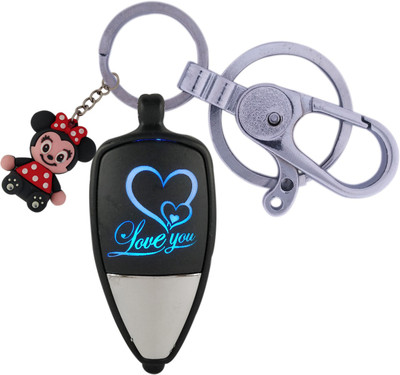 HANDSOME ISK Attractive Love design Multicolor light with High Quality Push Button Lock with Rubber Mini Mouse and you can also use as a Perfect way for carrying your Car, Bike, Scuty, Home or Office keys in style also it’s a Creative Gift you can give to your love once GF BF etc Key Chain