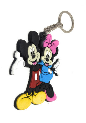 Key Era Cartoon Mickey Minni Mouse Single Side Rubber Key ring Key Chain