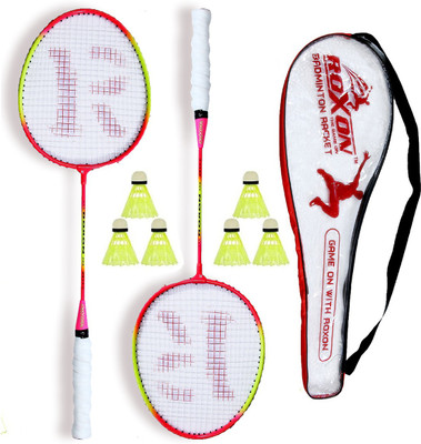 KNK Multicolor Pack Of 2 Piece Badminton With 1 Piece Cover And 6 Piece Plastic Shuttles Badminton Kit