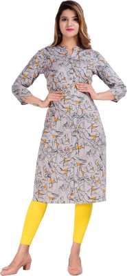 Glowworld Women Printed Straight Kurta(Grey)